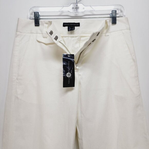 French Connection Womens White Cotton Straight-Leg Trousers high rise Size 6 - Picture 11 of 12